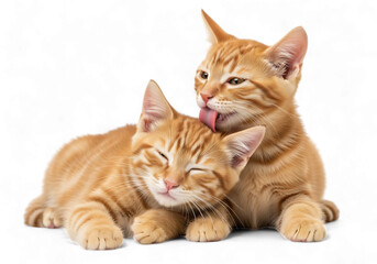 Obraz premium Illustration of two orange tabby kittens playing together isolated on transparent background