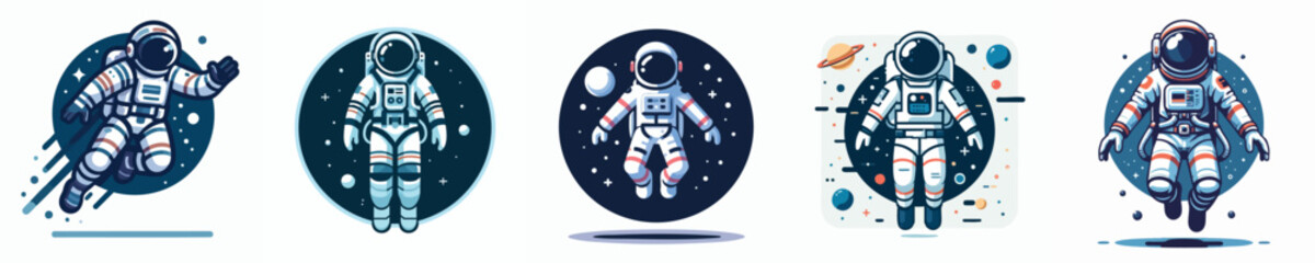 Modern Astronaut Vector Illustration in Outer Space – Futuristic Space Suit Design Flat Style © NineteenVisualStudio