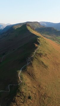 Aerial view of Catbells path in UK Lake District