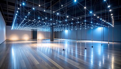 Illuminated Art Installation in Empty Modern Room