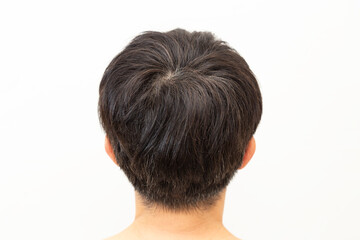 Fototapeta premium 男性の後頭部 白バック