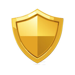 Shiny golden shield graphic, protection emblem isolated on black, vector