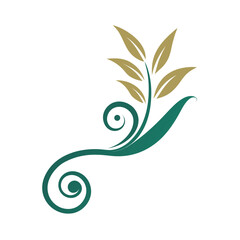 Naklejka premium Flourish Corner with Abstract Leaf Curl Details