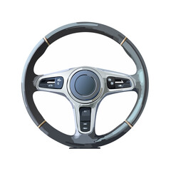 Car Steering Wheel Illustration Modern Vehicle Interface Silver Gray Controls Automobile Driving