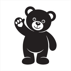 Naklejka premium Friendly black panda waving hello with a paw raised