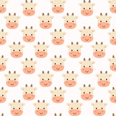 Cartoon Cow Pattern Seamless. Cute Farm Animal Digital Paper for Baby Nursery