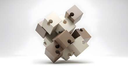 Abstract 3D Puzzle Cubes, Connection and Integration Concept
