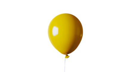 A single yellow balloon floating against a plain black background on transparent background