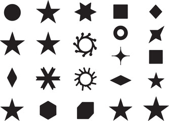 Black and White Geometric Shapes Arranged in a Grid Pattern on White