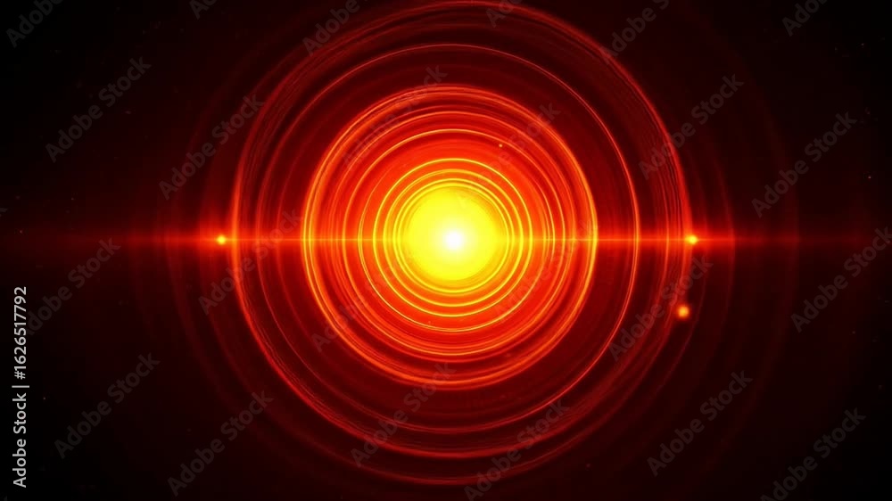 Wall mural vivid red laser light pattern with concentric circles and glowing points.