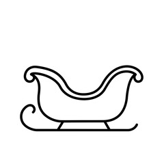 Simple outline drawing of a christmas sleigh icon silhouette