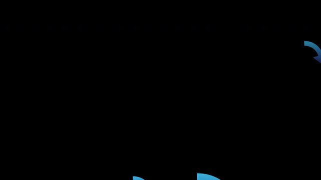Blue Downward Arrows Looping Animation on Black Background Showing Decrease or Negative Trend