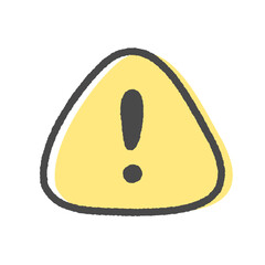 黄色の三角形に!マークの手書きの黒線アイコン - アラートや注意･危険のかわいい防災のサイン素材