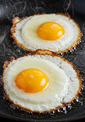 Two perfectly fried sunny-side-up eggs, a delightful breakfast choice.