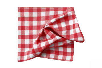 Red Gingham Napkin Isolated on White Transparent Background