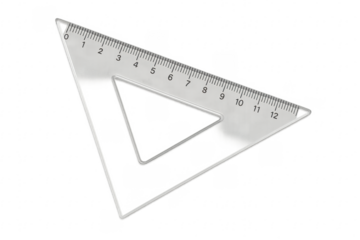 Transparent triangular ruler lying on a checkered background