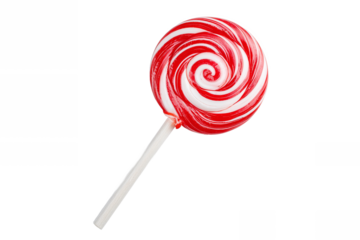 Red and White Swirl Lollipop isolated on white transparent background