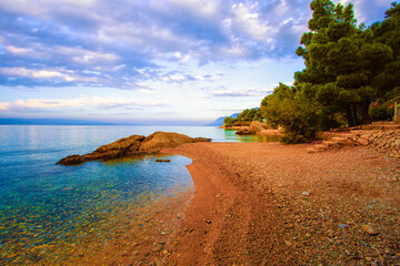 spectacular morning landscape in Croatia, Brela resort, Makarska riviera, Dalmatia, Europe...exclusive - this image is sell only on Adobe stock