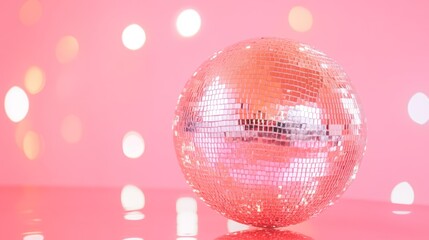 Obraz premium Disco Ball with Pink Background and Bokeh Lights