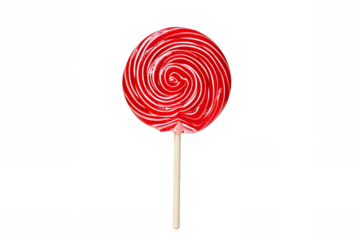 Red and White Swirl Lollipop isolated on white transparent background