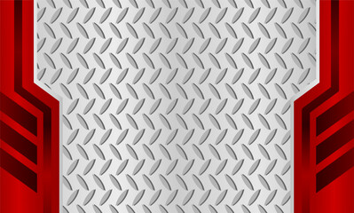 Modern aesthetic metallic background with bold red abstract industrial edge design