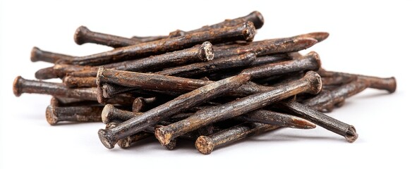 A weathered collection of aged metal fasteners displays a rustic charm, hinting at construction, history, and the passage of time.