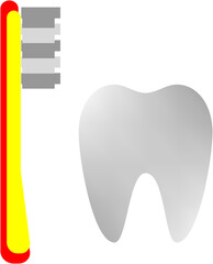 Colorful toothbrush and shiny tooth icon on white background  , vector