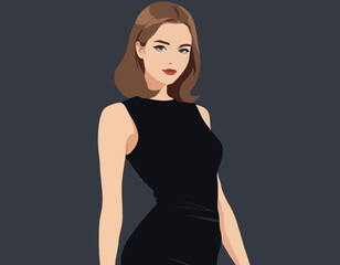 Fototapeta premium Black Dress Fashion Girl – Flat Style Silhouette