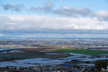 熊本県の天水みかん山から見た有明海