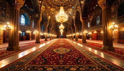 Obraz premium Grand mosque interior, ornate detail