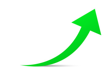 3D Green Stock Market Up Arrow on White Background. Financial Growth Concept. Vector Illustration