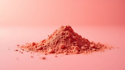 Coral Powder Pile; Textured, Minimalist Product Photography; Soft Pink Background
