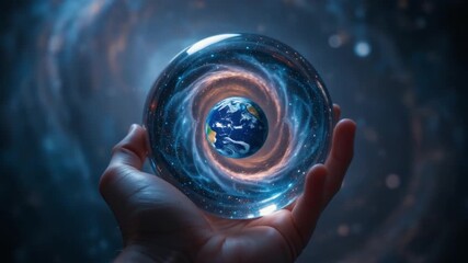 The World in Your Hands - Captivating View of the Earth in a Glass Sphere