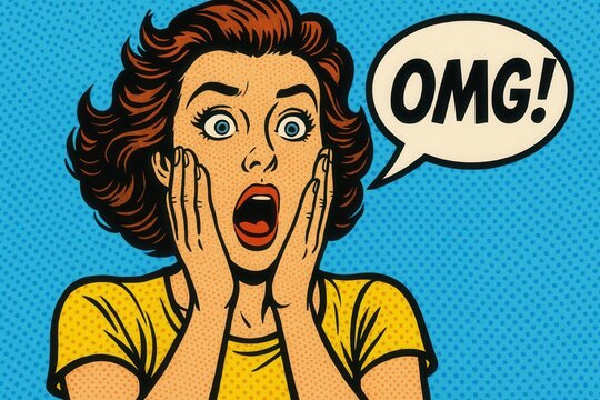 Surprised woman in pop art style