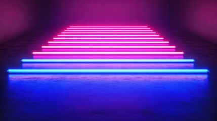 Futuristic Staircase with Neon Lights