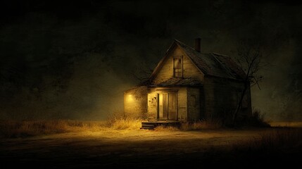 Obraz premium Luminous country house at night