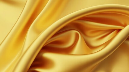 Fototapeta premium Gleaming golden silk fabric folds texture luxury