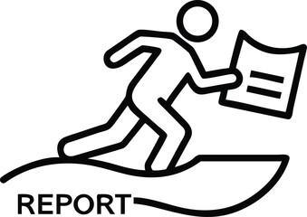 Fototapeta premium Vector art of man running with a report document, representing business progress and analysis, isolated on white background
