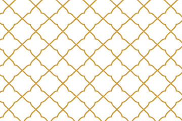 Fototapeta premium Golden quatrefoil lattice creating diamond shapes, repeating seamlessly on transparent background, representing luxury design aesthetic