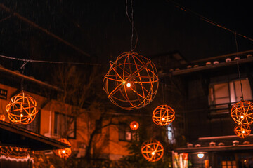 黒川温泉の湯あかりの鞠灯篭　熊本県