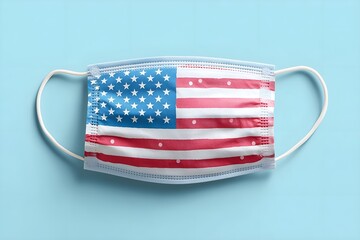 Patriotic American flag face mask promoting safety and unity during national holidays and elections