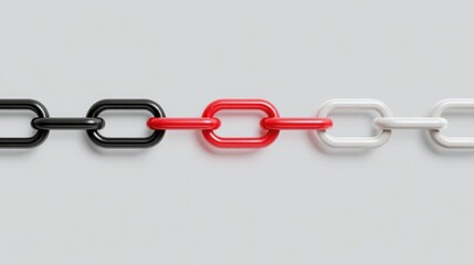 Obraz premium Minimalist Red Link in Black Chain on White Background Representing Weakest Link Concept