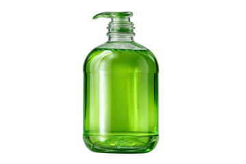 Green liquid soap bottle with pump dispenser