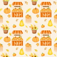 Seamless Autumn Market Stall