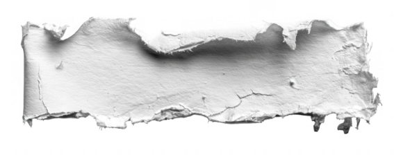 Ripped, textured white paper piece