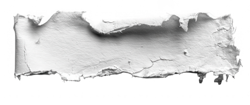 Ripped, textured white paper piece