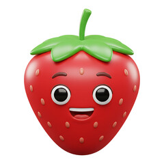 Happy Cartoon Strawberry 3D Render