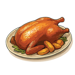 Elegant Peking Duck Platter Art for Chinese Food Ads or Menus  
