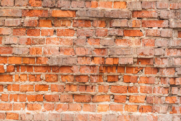 Old red brick wall as background.