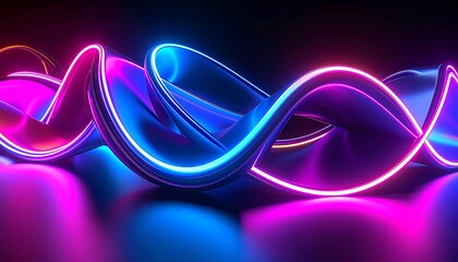 Abstract neon swirls in vibrant colors. Dynamic, flowing shapes